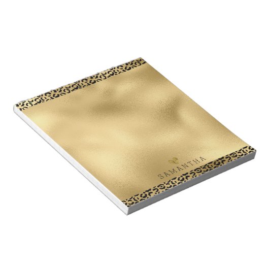 Gold Black Leopard-printer op maat Notitieblok (Schuin)