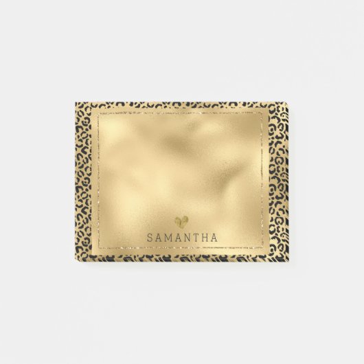 Gold Black Leopard-printer op maat Post-it® Notes (Voorkant)