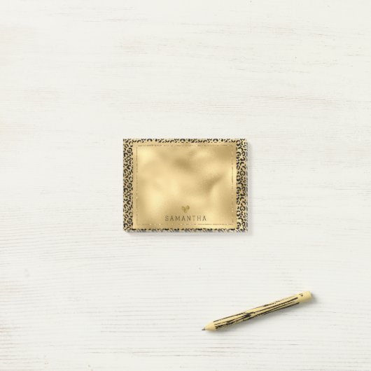 Gold Black Leopard-printer op maat Post-it® Notes (Op bureau)