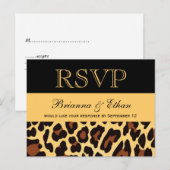 Gold Black Leopard RSVP Huwelijksreactie Uitnodiging Briefkaart (Voorkant / Achterkant)