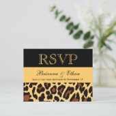 Gold Black Leopard RSVP Huwelijksreactie Uitnodiging Briefkaart (Staand voorkant)