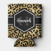 Gold Black Leopard Spots Monogram Blikjeskoeler (Voorkant)