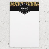Gold Black Leopard Spots Monogram Briefpapier