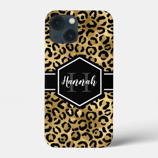 Gold Black Leopard Spots Monogram Case-Mate iPhone Case (Achterkant)