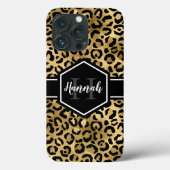 Gold Black Leopard Spots Monogram Case-Mate iPhone Case (Achterkant)
