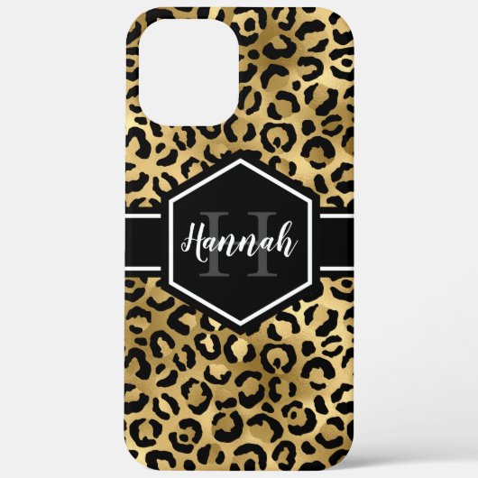 Gold Black Leopard Spots Monogram Case-Mate iPhone Case (Achterkant)