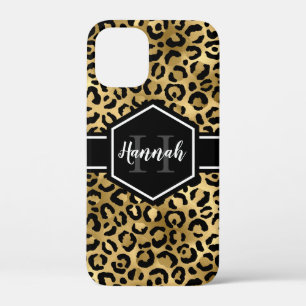 Gold Black Leopard Spots Monogram Case-Mate iPhone Case