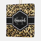 Gold Black Leopard Spots Monogram Foto Keramisch Ornament (Links)