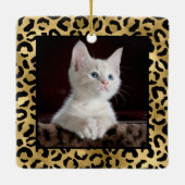 Gold Black Leopard Spots Monogram Foto Keramisch Ornament (Achterkant)