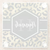 Gold Black Leopard Spots Monogram Glazen Onderzetter (Achterkant)