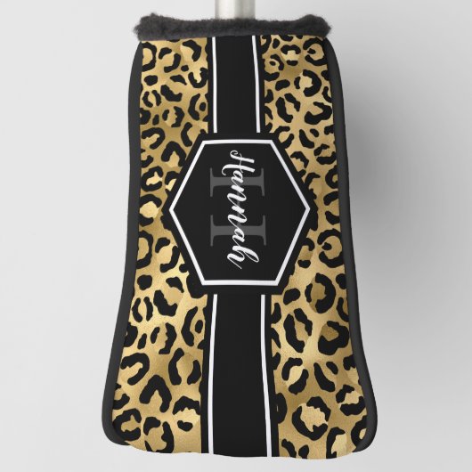 Gold Black Leopard Spots Monogram Golfheadcover (Draai 90)