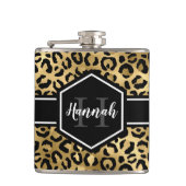 Gold Black Leopard Spots Monogram Heupfles (Voorkant)