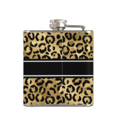 Gold Black Leopard Spots Monogram Heupfles (Achterkant)