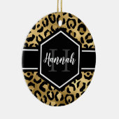 Gold Black Leopard Spots Monogram Keramisch Ornament (Rechts)