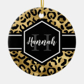 Gold Black Leopard Spots Monogram Keramisch Ornament (Voorkant)
