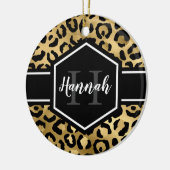 Gold Black Leopard Spots Monogram Keramisch Ornament (Links)