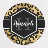 Gold Black Leopard Spots Monogram Labels (Design 1)