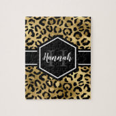 Gold Black Leopard Spots Monogram Legpuzzel (Verticaal)
