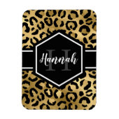 Gold Black Leopard Spots Monogram Magneet (Verticaal)
