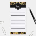 Gold Black Leopard Spots Monogram Magnetisch Notitieblok<br><div class="desc">Magnetisch notitieblok met een aangepaste naam en een monogram-sjabloon is gemaakt van grafisch goud en zwarte luipaard. Een schattige en trendy safari foto van het dierlijk afdrukpatroon met je eigen beetje personalisatie.</div>