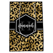 Gold Black Leopard Spots Monogram Medium Cadeauzakje (Achterkant)
