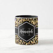 Gold Black Leopard Spots Monogram Mok (Midden)