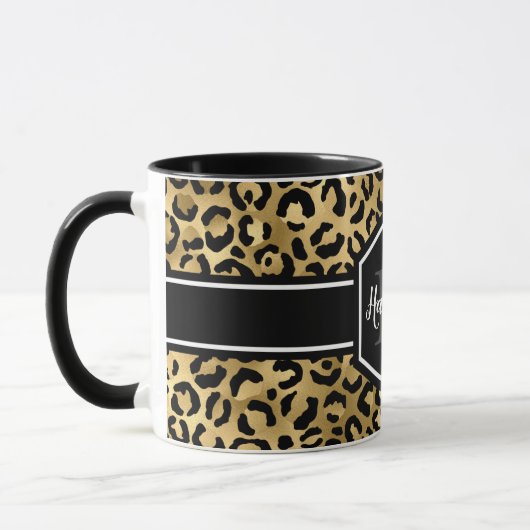 Gold Black Leopard Spots Monogram Mok (Links)