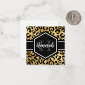 Gold Black Leopard Spots Monogram Note Card Notitiekaartje (Voorkant / Achterkant in situ)
