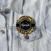 Gold Black Leopard Spots Monogram Ronde Button 7,6 Cm (In situ)