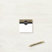 Gold Black Leopard Spots Monogram Square Post-it® Notes (Op bureau)