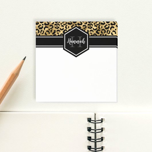 Gold Black Leopard Spots Monogram Square Post-it® Notes