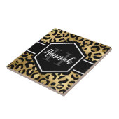 Gold Black Leopard Spots Monogram Tegeltje (Zijkant)
