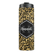 Gold Black Leopard Spots Monogram Thermosbeker (Voorkant)