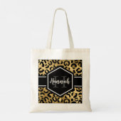 Gold Black Leopard Spots Monogram Tote Bag (Achterkant)