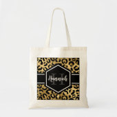 Gold Black Leopard Spots Monogram Tote Bag (Voorkant)