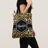 Gold Black Leopard Spots Monogram Tote Bag (Dichtbij)