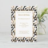 GOLD BLACK LEOPARD WHITE DIAMOND PRINT BIRTHDAY KAART (Staand voorkant)