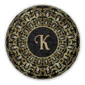 Gold & Black Lijst keramische knop (Voorkant)