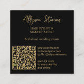 Gold Black Logo initials bold makeup qr code Vierkante Visitekaartje (Achterkant)