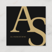 Gold Black Logo initials bold makeup qr code Vierkante Visitekaartje (Voorkant)