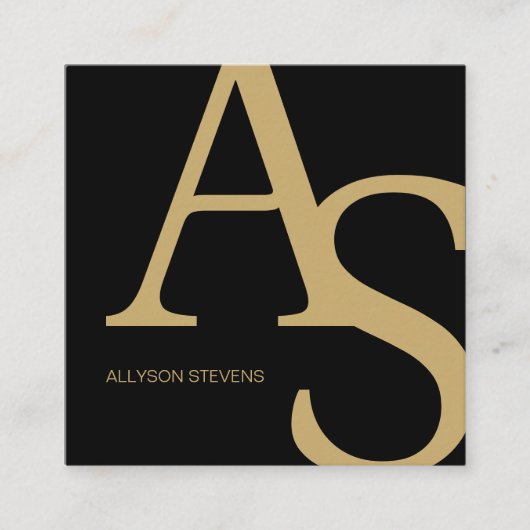 Gold Black Logo initials bold makeup qr code Vierkante Visitekaartje (Voorkant)