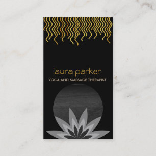 Gold Black Lotus Flower Logo Yoga Healing Health Visitekaartje