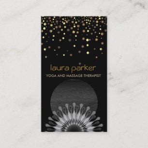 Gold Black Lotus Flower Logo Yoga Healing Health Visitekaartje