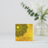 Gold Black Lotus Mandala Yoga Instructor Holistic Vierkante Visitekaartje (Staand voorkant)
