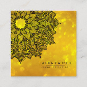 Gold Black Lotus Mandala Yoga Instructor Holistic Vierkante Visitekaartje
