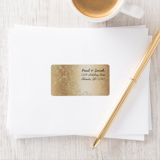 Gold Black Love Bird Wedding Address Return Labels (Insitu)