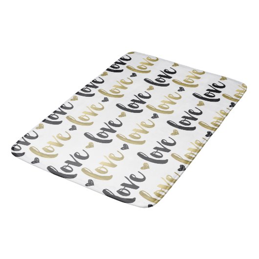 Gold Black Love Heart Badmat (Gekanteld)