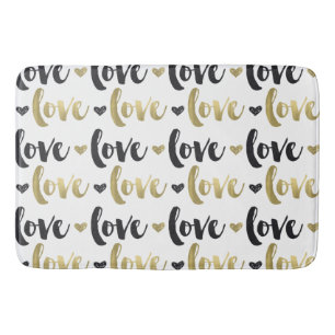 Gold Black Love Heart Badmat