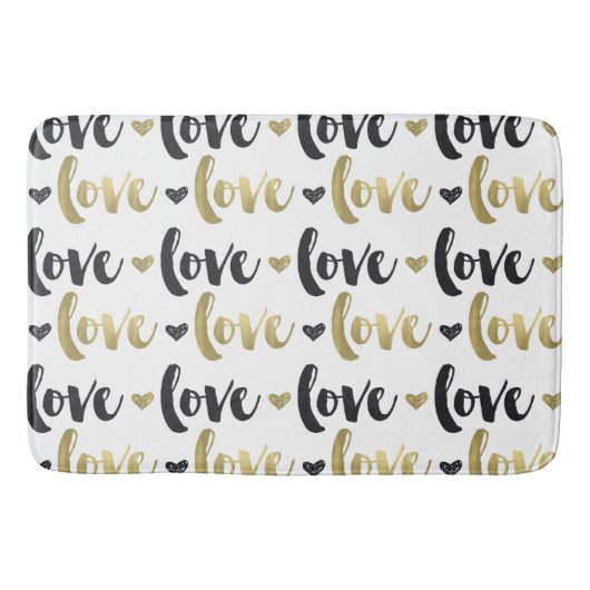 Gold Black Love Heart Badmat (Voorkant)
