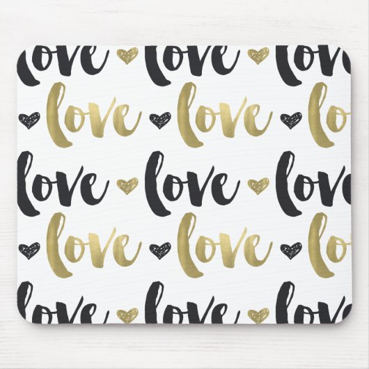 Gold Black Love Heart Muismat (Voorkant)